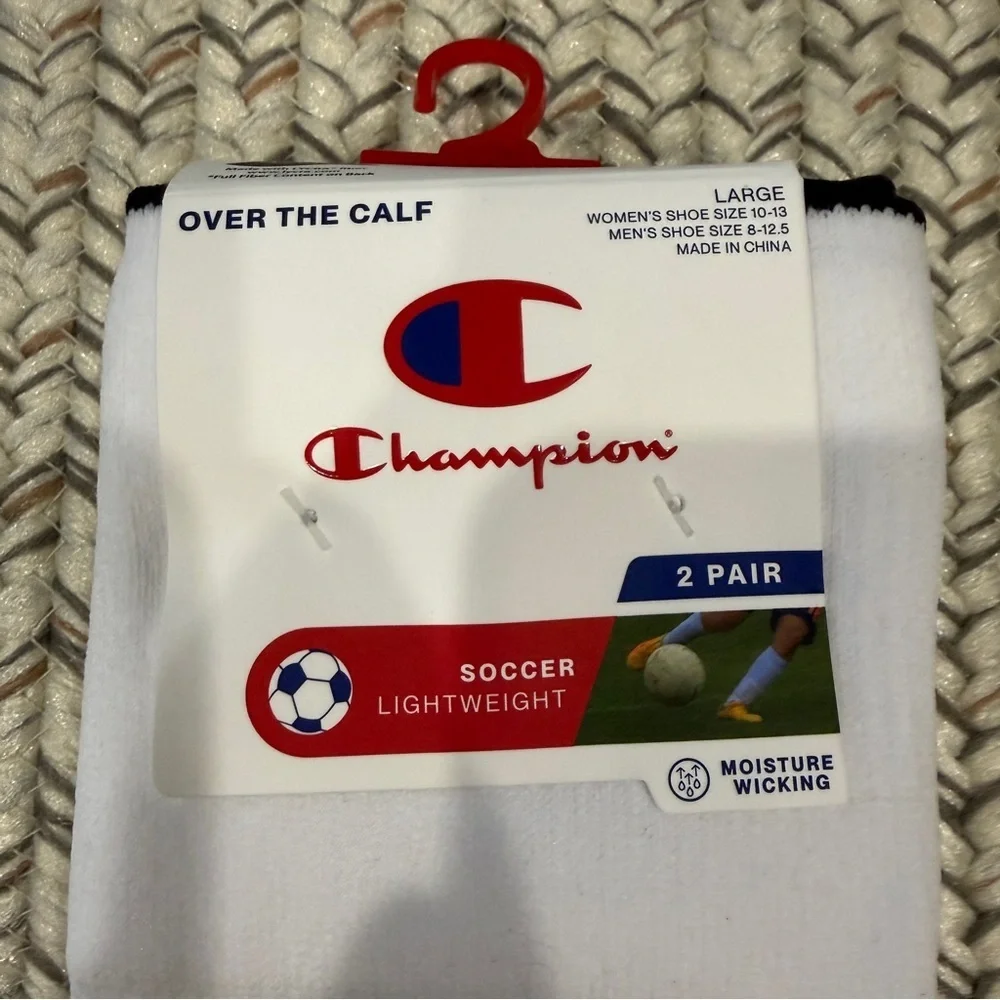 NWT Champion White Over the Calf Soccer Socks - 2 pairs